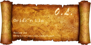Orián Lia névjegykártya